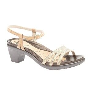 ABEO Grace Mid Heel Strappy Sandals Sz 9N Beachy Resort Vacation Travel Bling